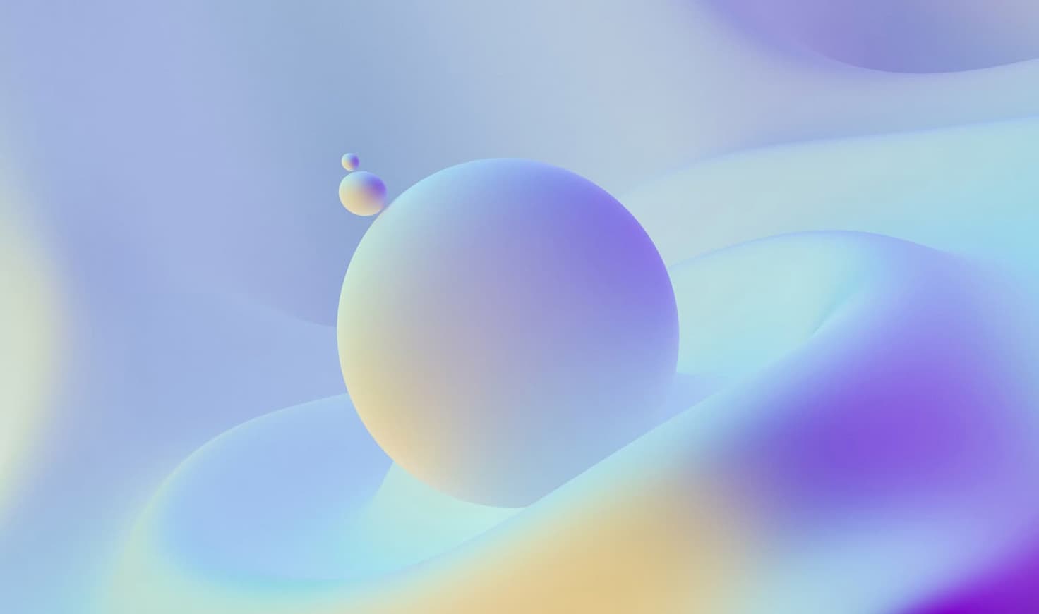 Light blue bubbles with yellow and purple highlights